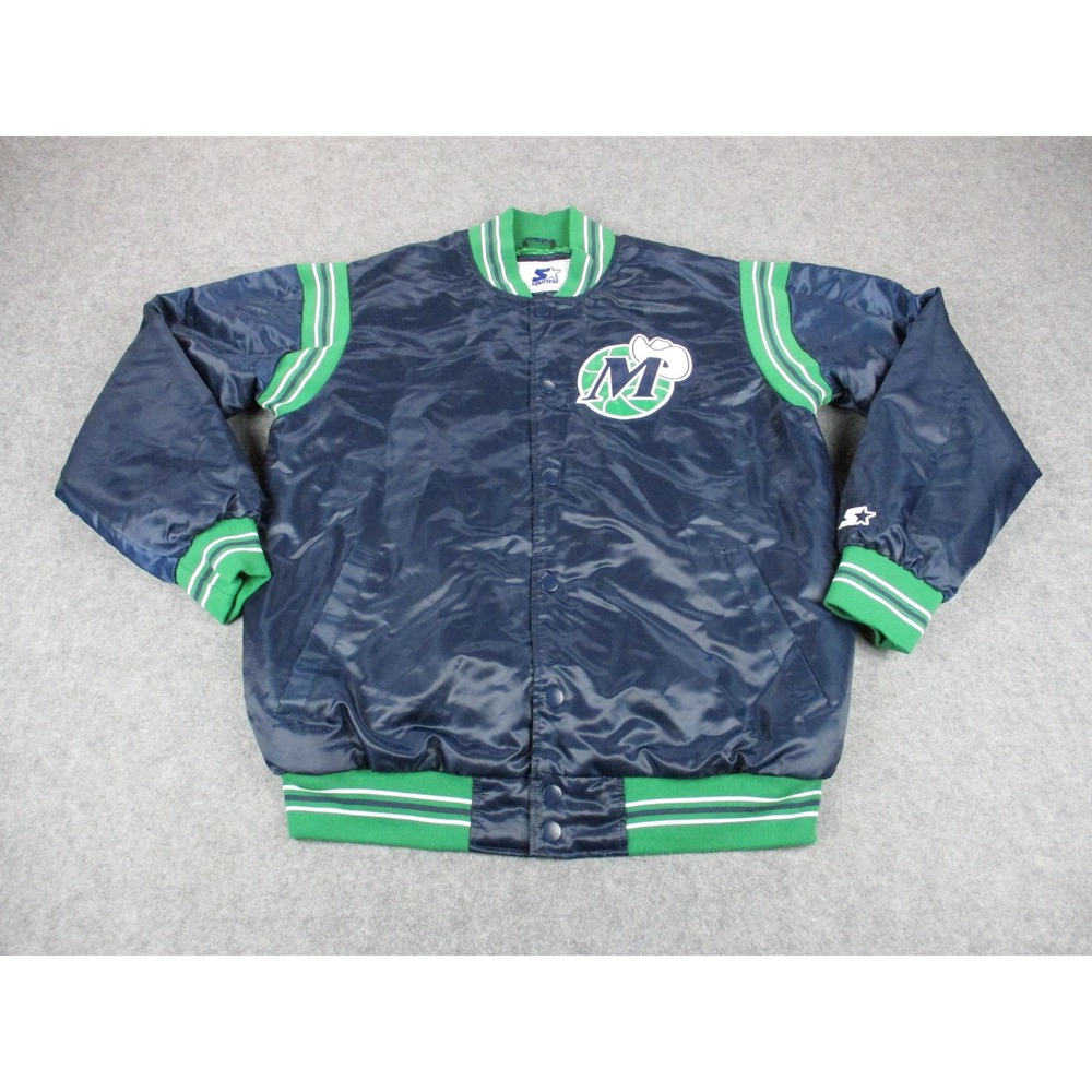 Dallas Mavericks Jacket Mens Extra Large Blue Green Starter Satin NBA Basketball
